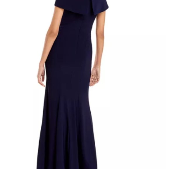 Royal Blue Off The Shoulder Gown - Picture 3 of 11